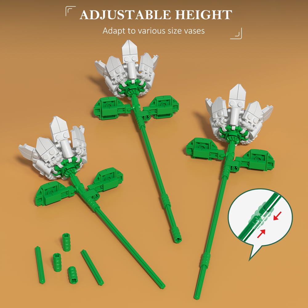 HOGOKIDS Flower Bouquet Set for Adults – 1461PCS DIY Floral Kit & Gift