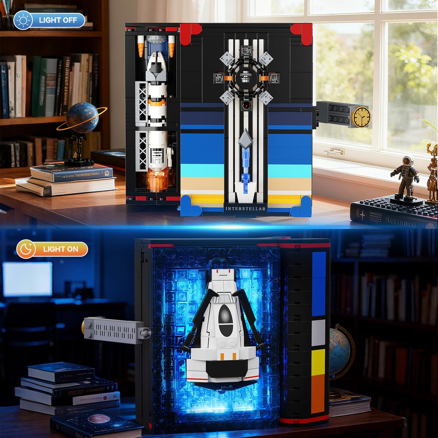 HOGOKIDS Magic Space Book Nook with LED Light – 945-Piece DIY Space Diorama