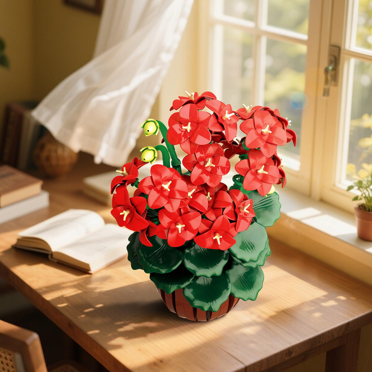 HOGOKIDS Flowers Botanical Geranium Building Set | 548pcs Artificial Bonsai for Home & Office Decor