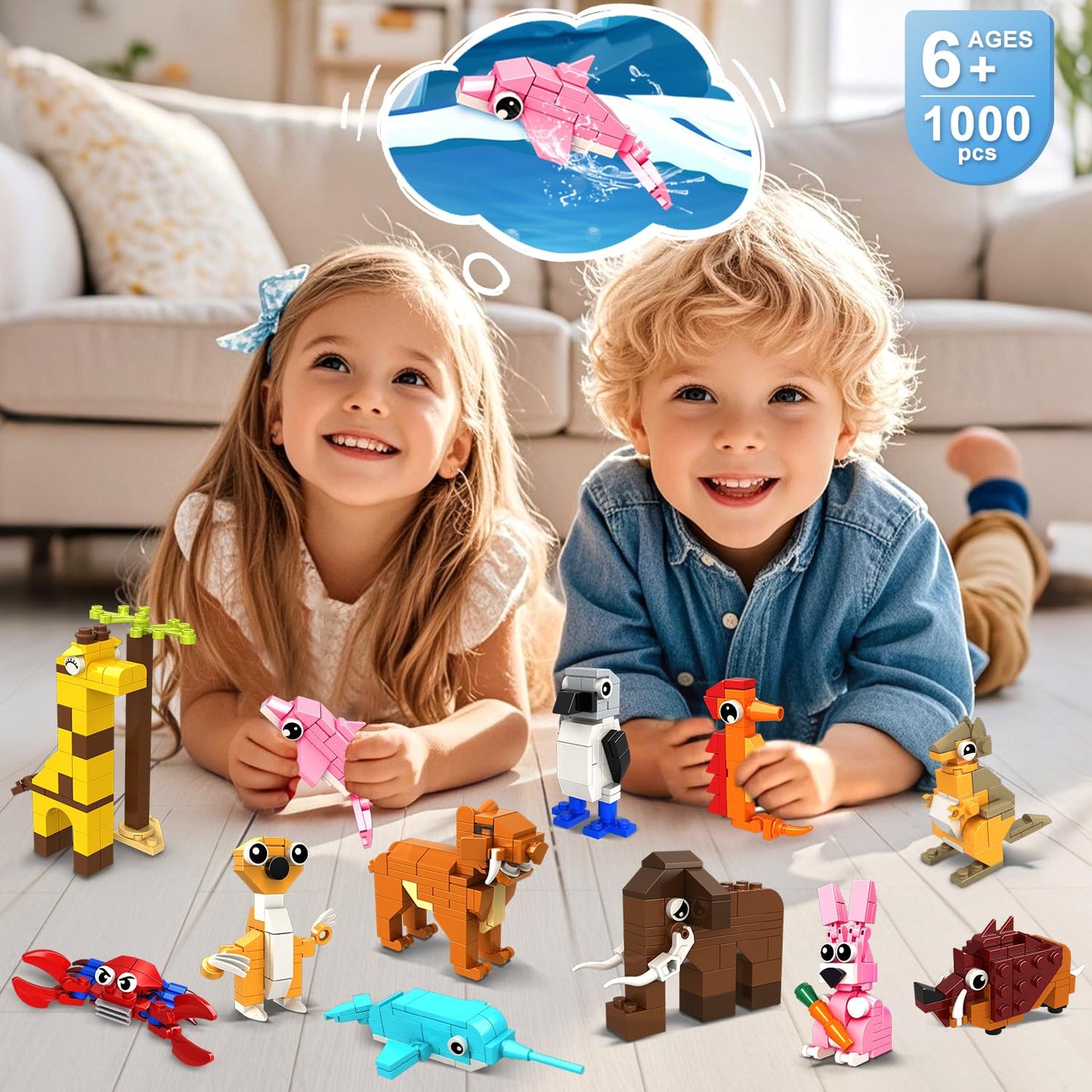 HOGOKIDS 24-Pack Valentines Party Favors – Animal Building Blocks for Kids 6+