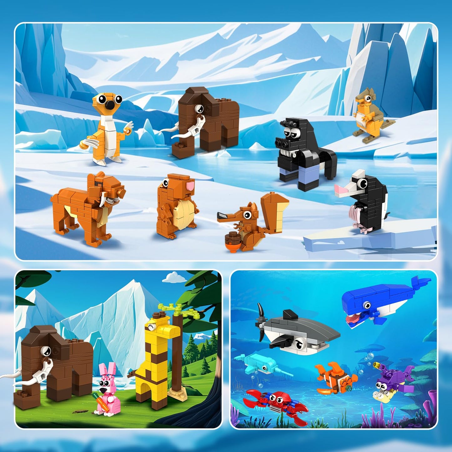 HOGOKIDS 24-Pack Valentines Party Favors – Animal Building Blocks for Kids 6+