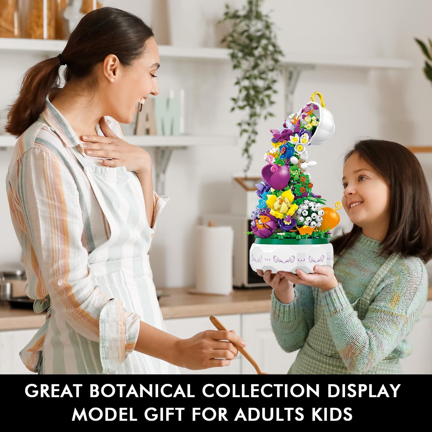 HOGOKIDS Flowers Music Box Building Block Kit with Light - 571PCS | Romantic Botanical Decor Gift