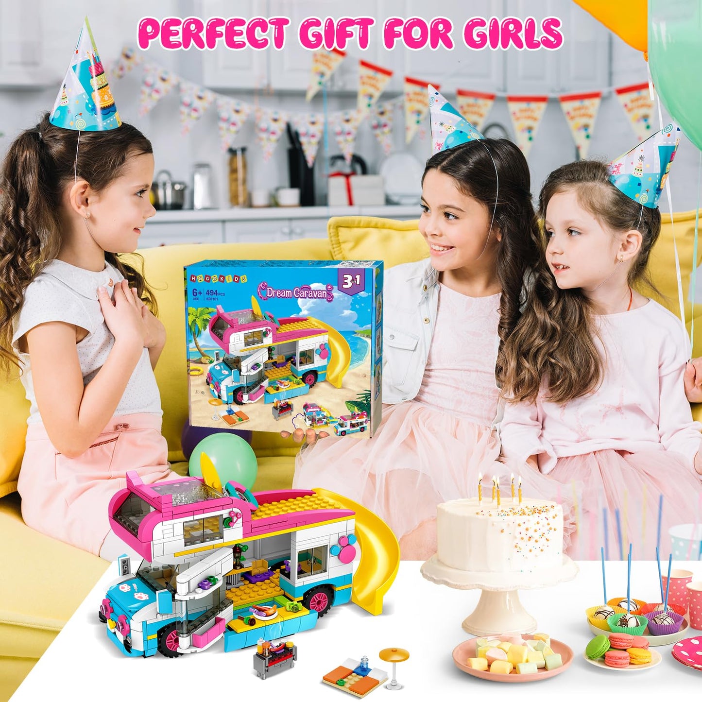 HOGOKIDS 3-in-1 Camper Van Building Set – 494 PCS for Kids 6–12