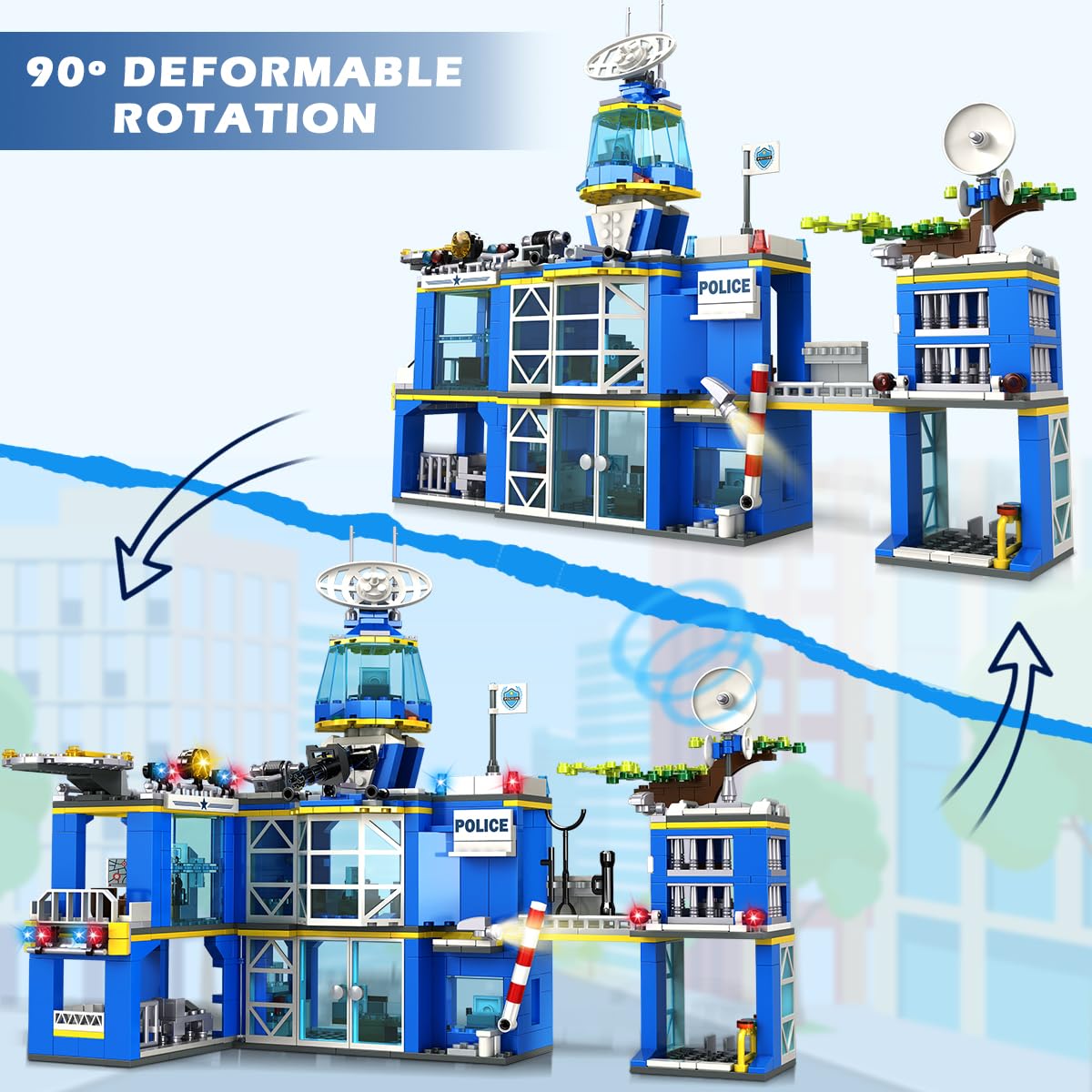 HOGOKIDS City Police Station Building Set – 1260 PCS STEM Police Toys for Kids 8-12+