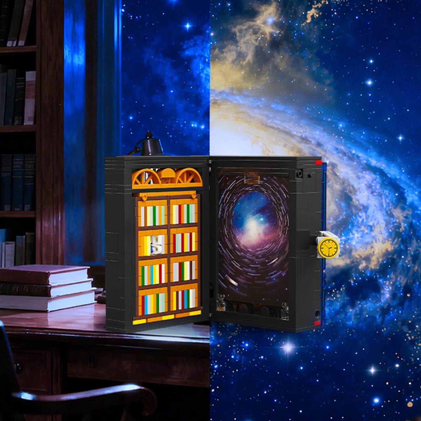 HOGOKIDS Magic Space Book Nook with LED Light – 945-Piece DIY Space Diorama