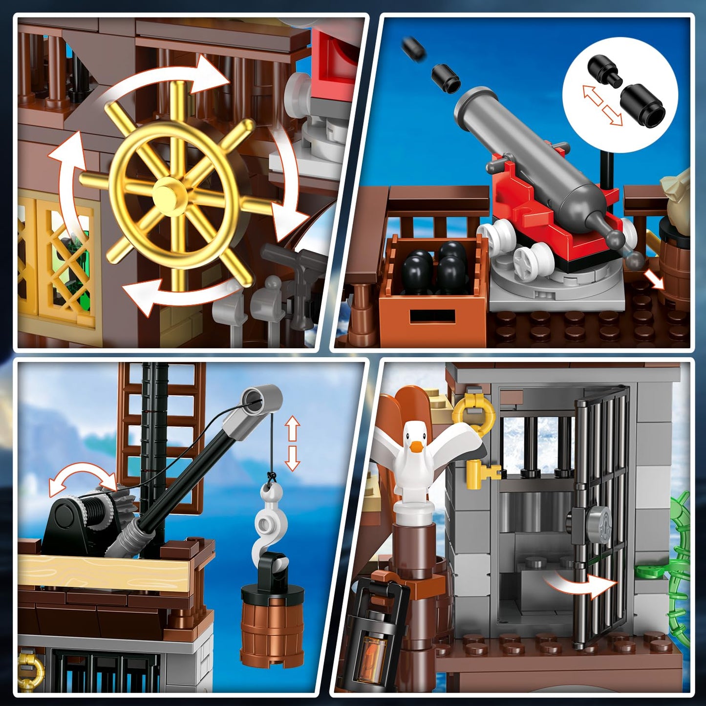 HOGOKIDS Pirate Ship House with LED Light – 781 Pcs STEM Kit (Ages 6-12+)