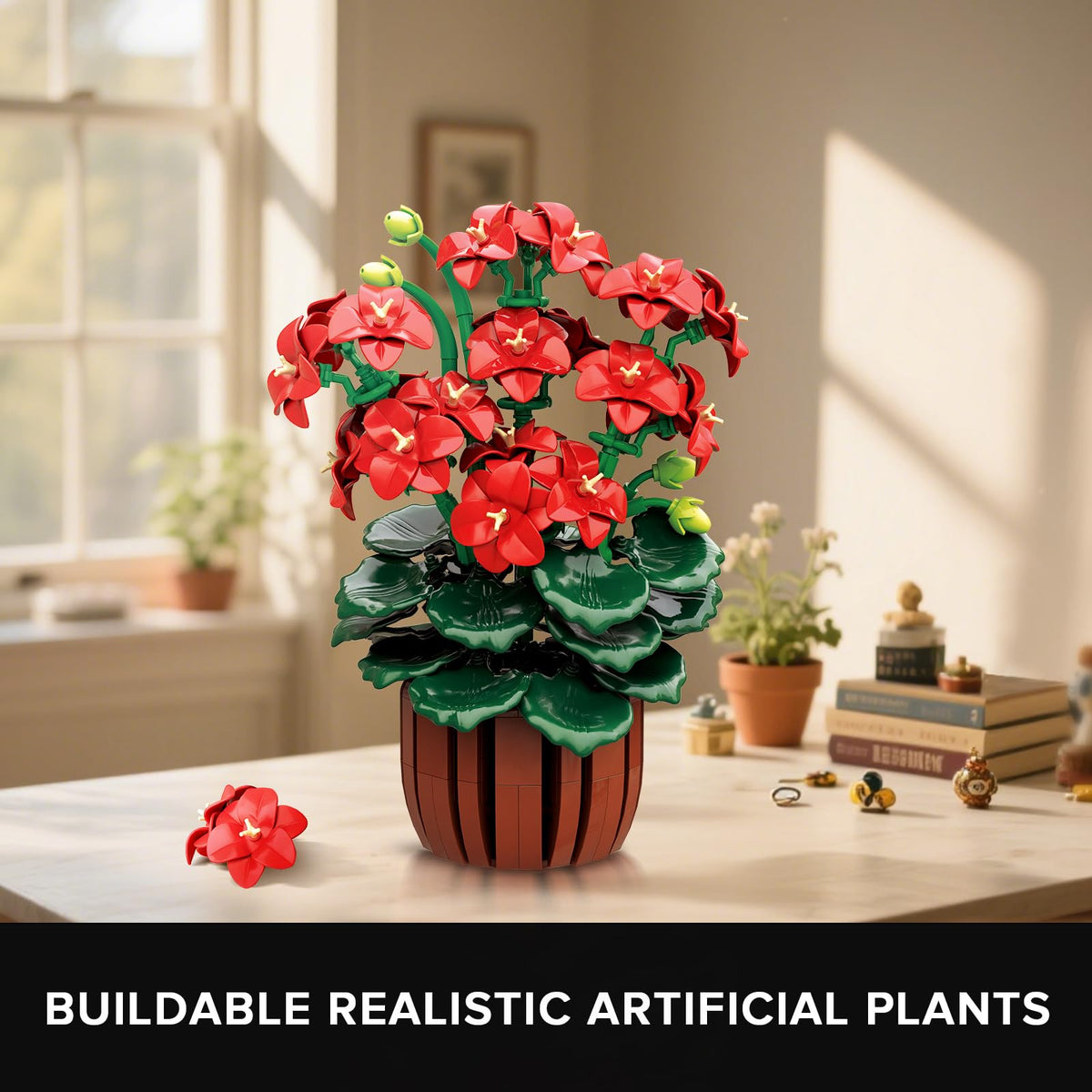 HOGOKIDS Flowers Botanical Geranium Building Set | 548pcs Artificial Bonsai for Home & Office Decor