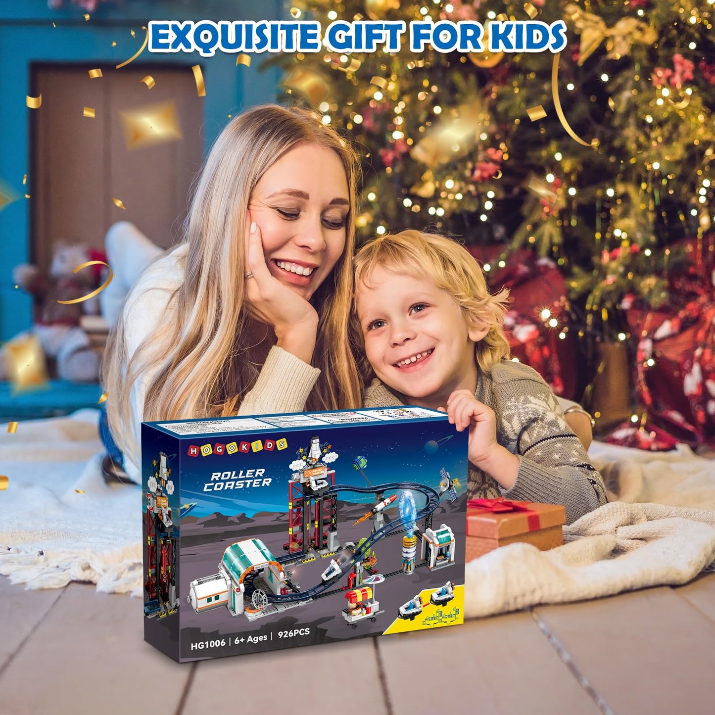 HOGOKIDS Space Roller Coaster Building Toy 926-Piece Set with Lift Platform