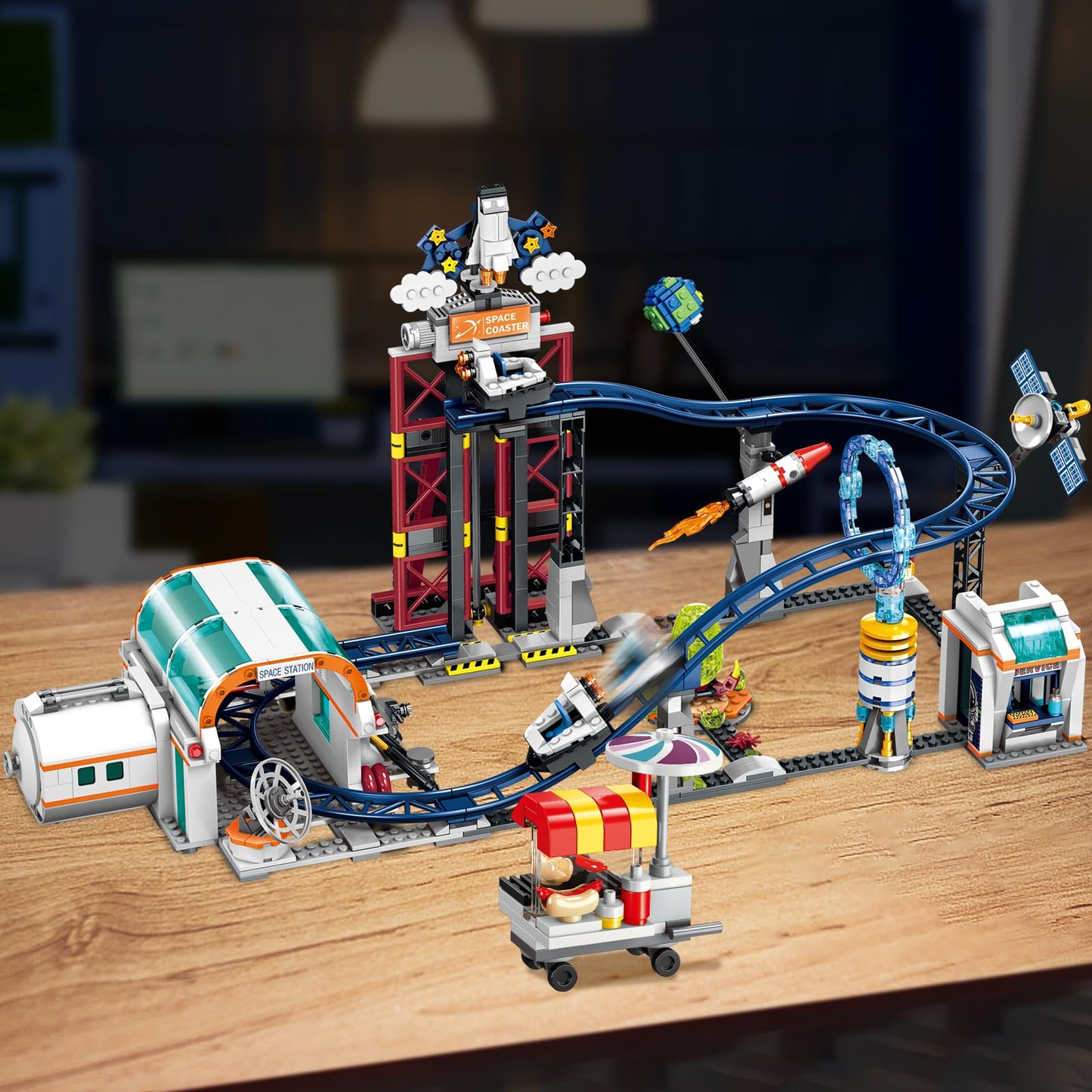 HOGOKIDS Space Roller Coaster Building Toy 926-Piece Set with Lift Platform