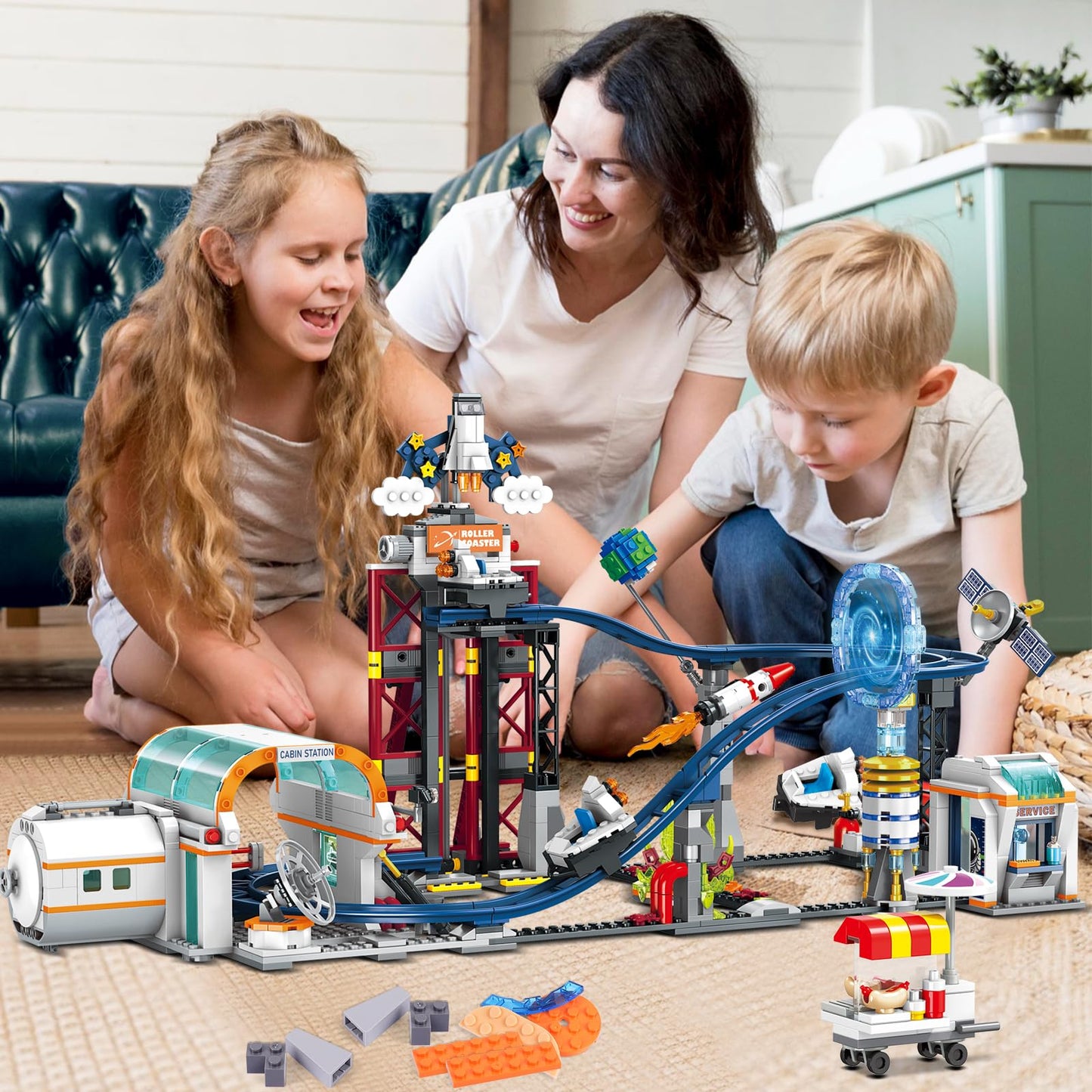 HOGOKIDS Space Roller Coaster Building Toy 926-Piece Set with Lift Platform