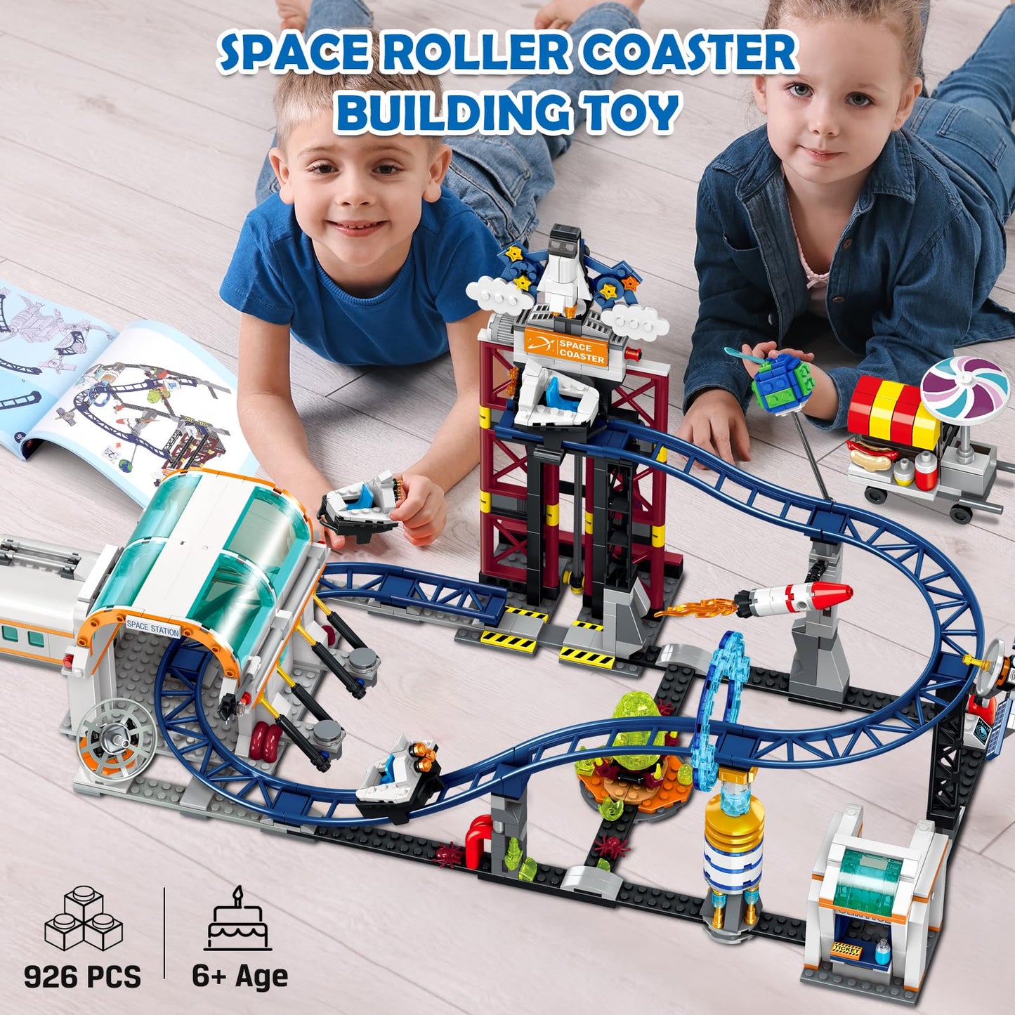 HOGOKIDS Space Roller Coaster Building Toy 926-Piece Set with Lift Platform