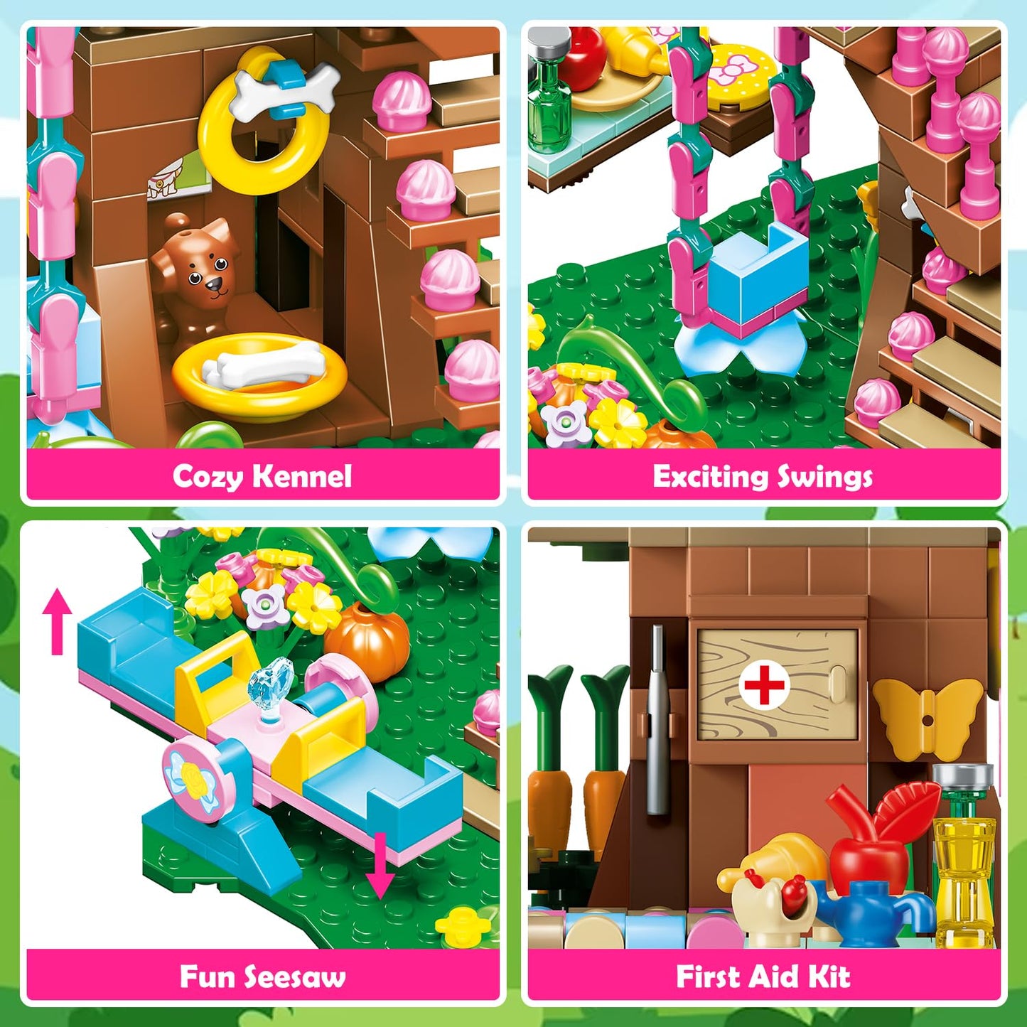 HOGOKIDS Tree House Building Set with LED Light – 622-Pcs Forest Up House with Slide | Gifts for Kids Ages 8–12+