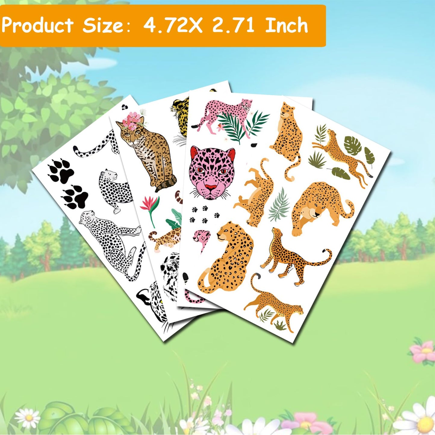 Hohamn Cheetah Temporary Tattoos for Kids — 10 Sheets Jungle Animal Party Favors