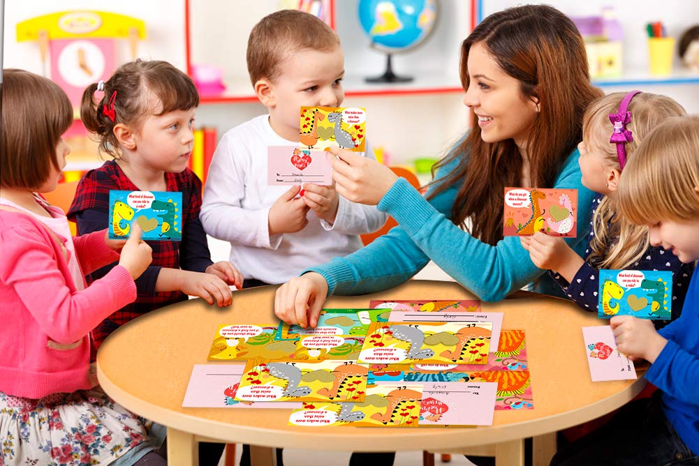 Hohomark Valentines Day Cards for Kids – 36 Scratch-Off Joke Cards with 42 Stickers | To/From