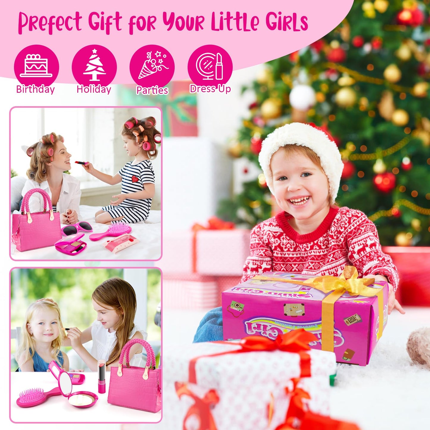 Hohosunlar Little Girl Purse with Pretend Makeup – 49Pcs Travel Play Set for Toddlers