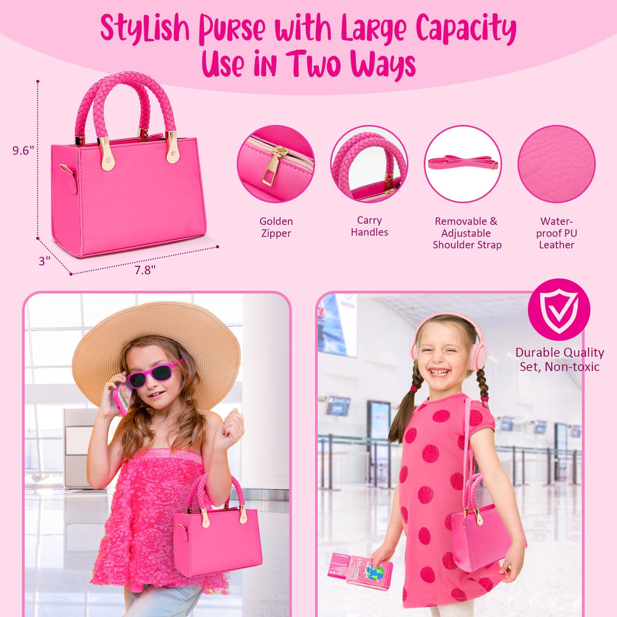 Hohosunlar Little Girl Purse with Pretend Makeup – 49Pcs Travel Play Set for Toddlers