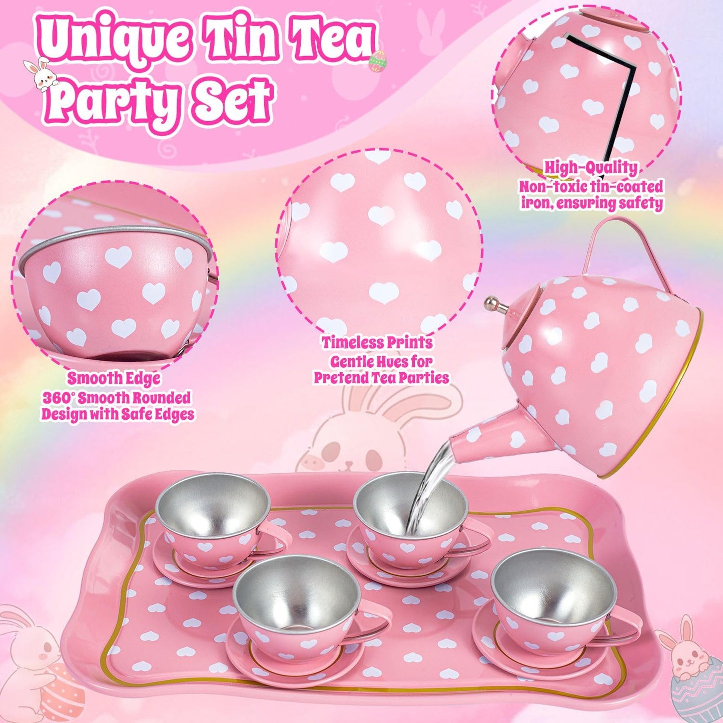 Hohosunlar Tea Party Set for Little Girls – Princess Tea Time Toy with Carrying Case (Ages 3-8)