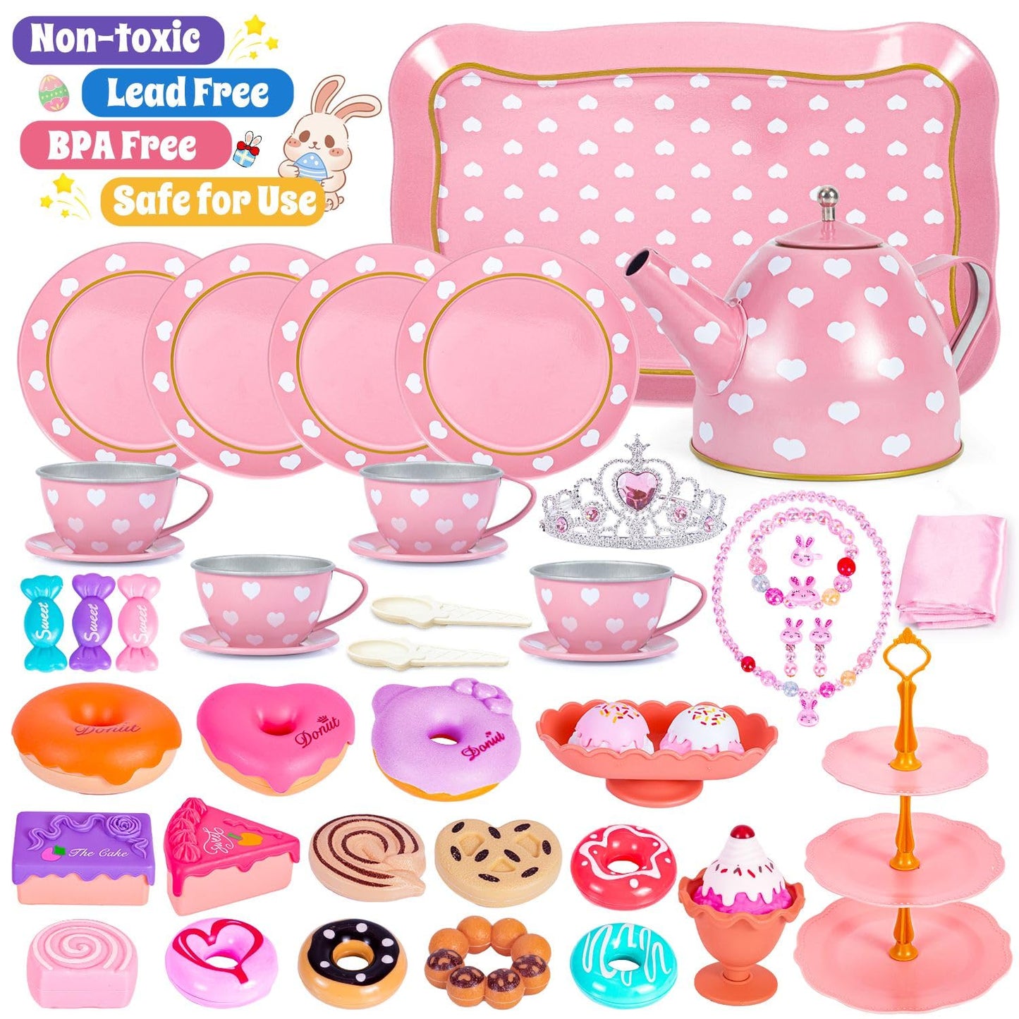 Hohosunlar Tea Party Set for Little Girls – Princess Tea Time Toy with Carrying Case (Ages 3-8)