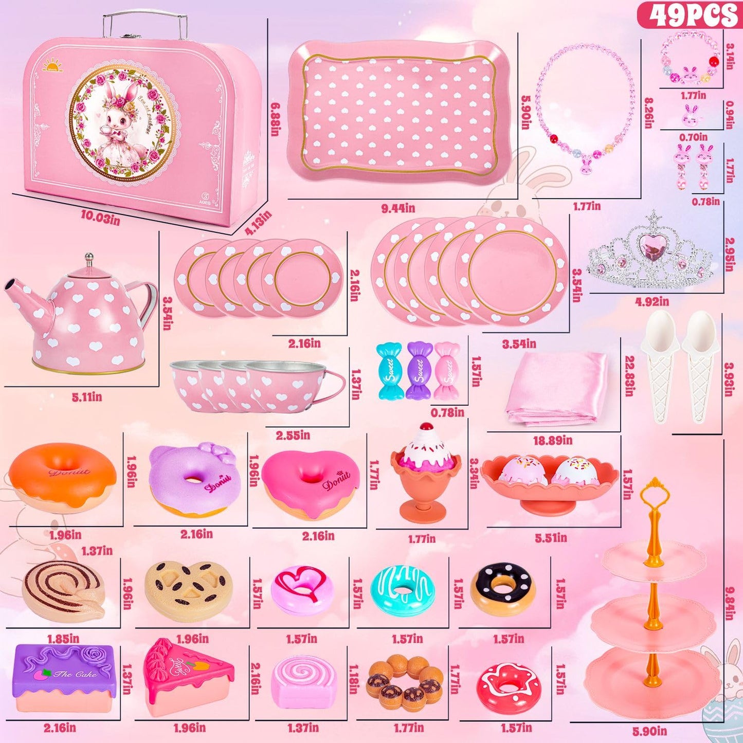 Hohosunlar Tea Party Set for Little Girls – Princess Tea Time Toy with Carrying Case (Ages 3-8)