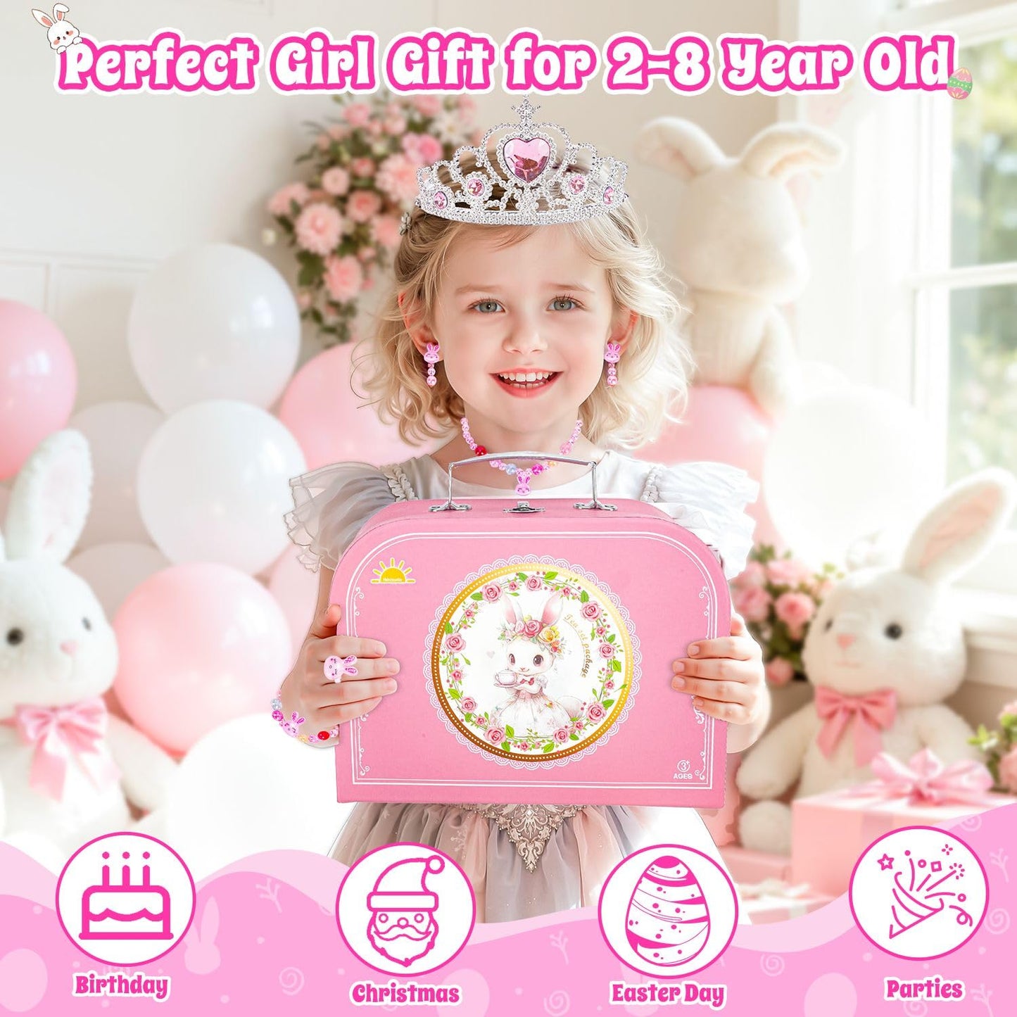 Hohosunlar Tea Party Set for Little Girls – Princess Tea Time Toy with Carrying Case (Ages 3-8)