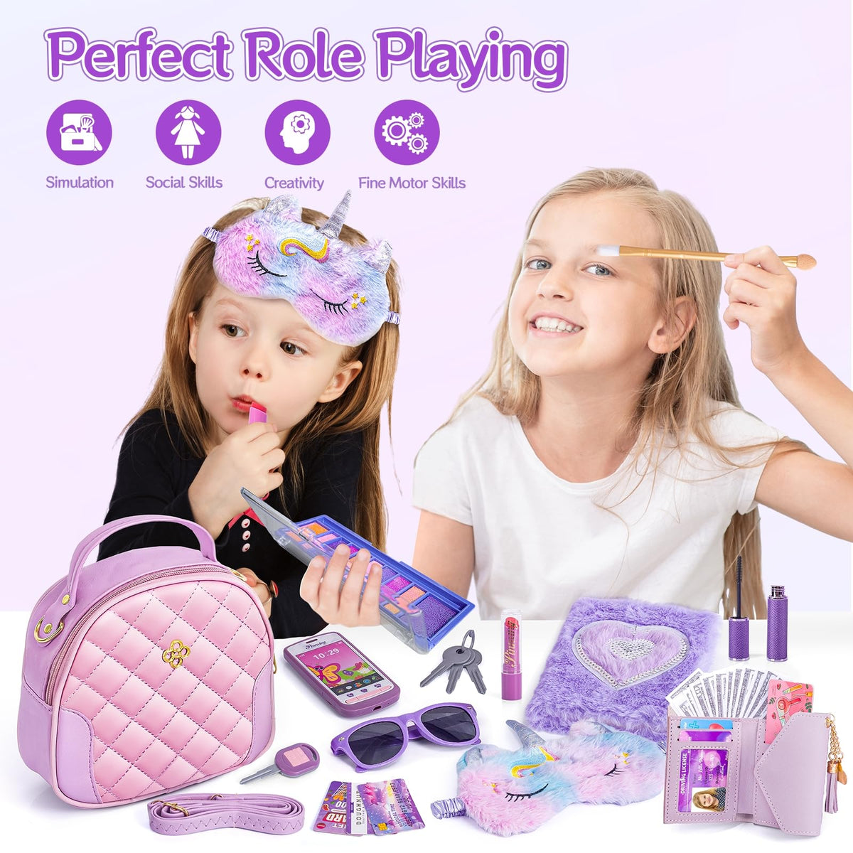 Hohosunlar Little Girl Purse Set | My First Purse Play Kit for Creative Pretend Makeup & Diary