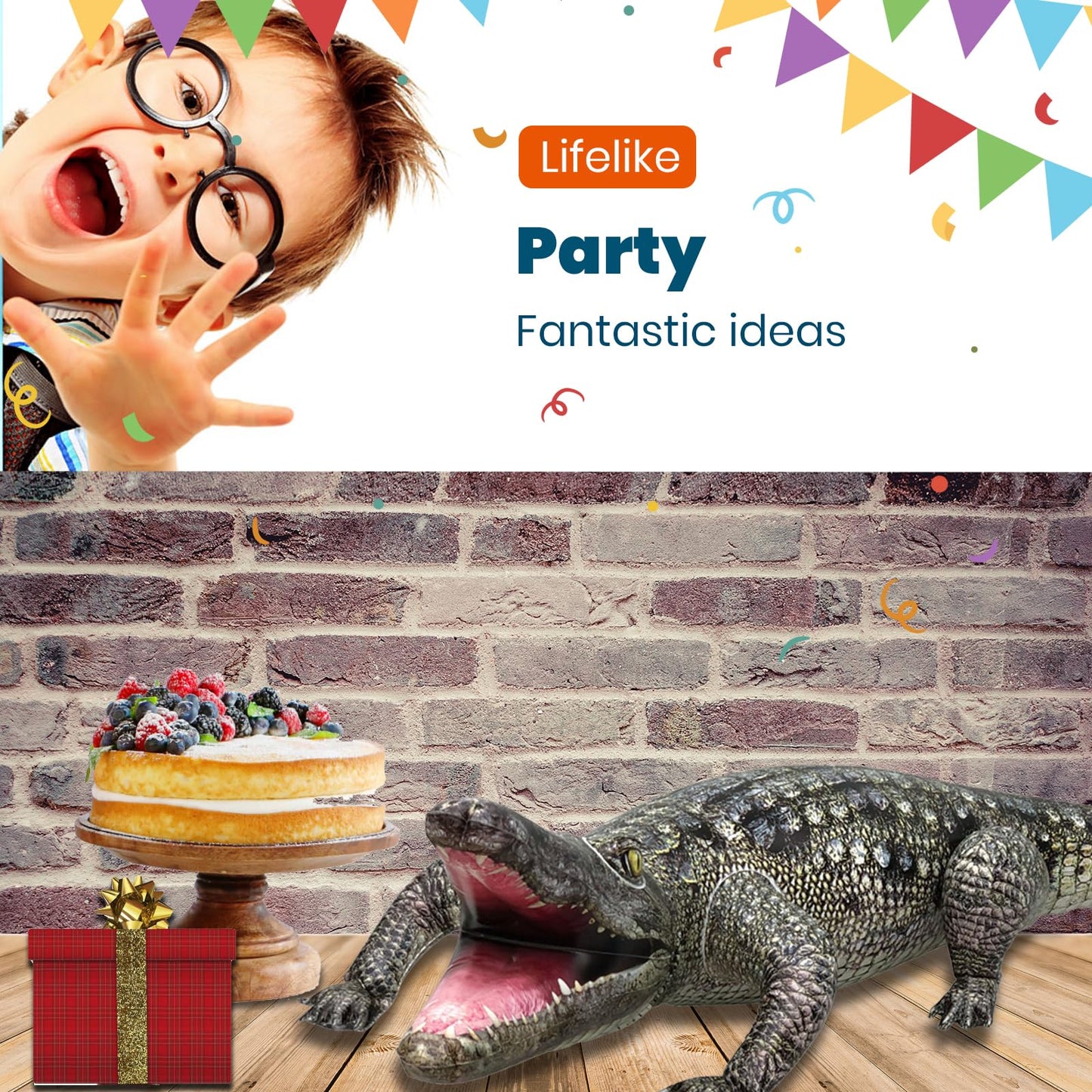 HOHQB 40-Inch Inflatable Alligator – Realistic Pool Decor & Party Toy