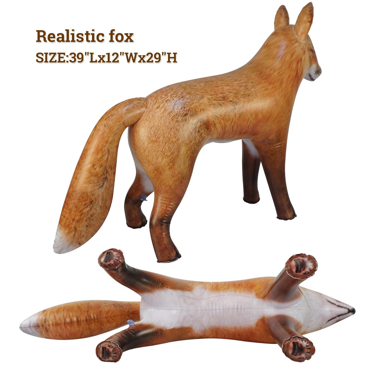 HOHQB 39-Inch Realistic Arctic Red Fox Inflatable – Indoor/Outdoor Party Decor