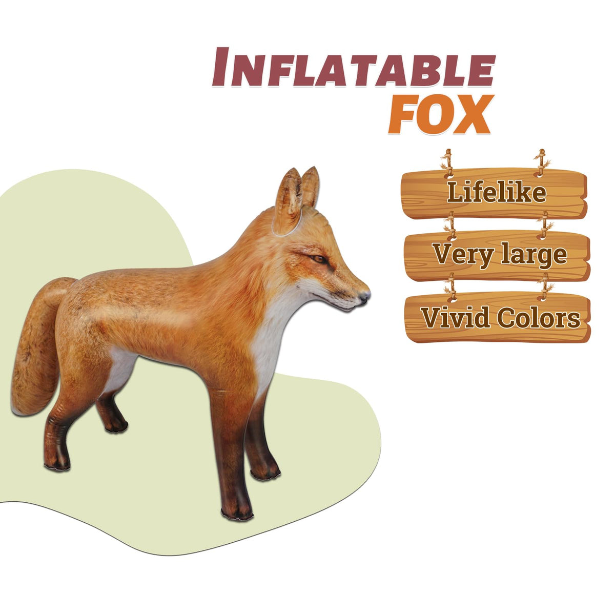 HOHQB 39-Inch Realistic Arctic Red Fox Inflatable – Indoor/Outdoor Party Decor