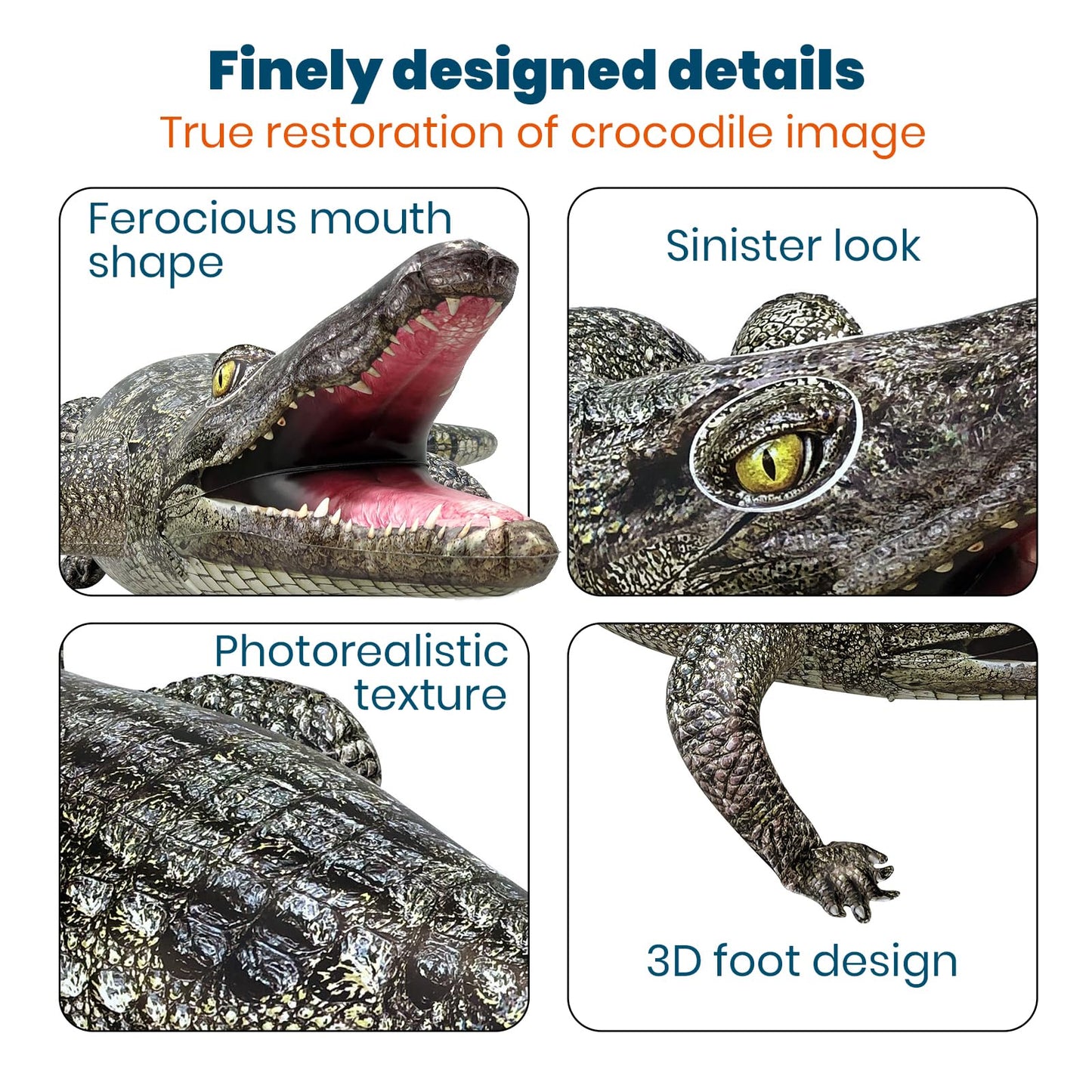 HOHQB 40-Inch Inflatable Alligator – Realistic Pool Decor & Party Toy