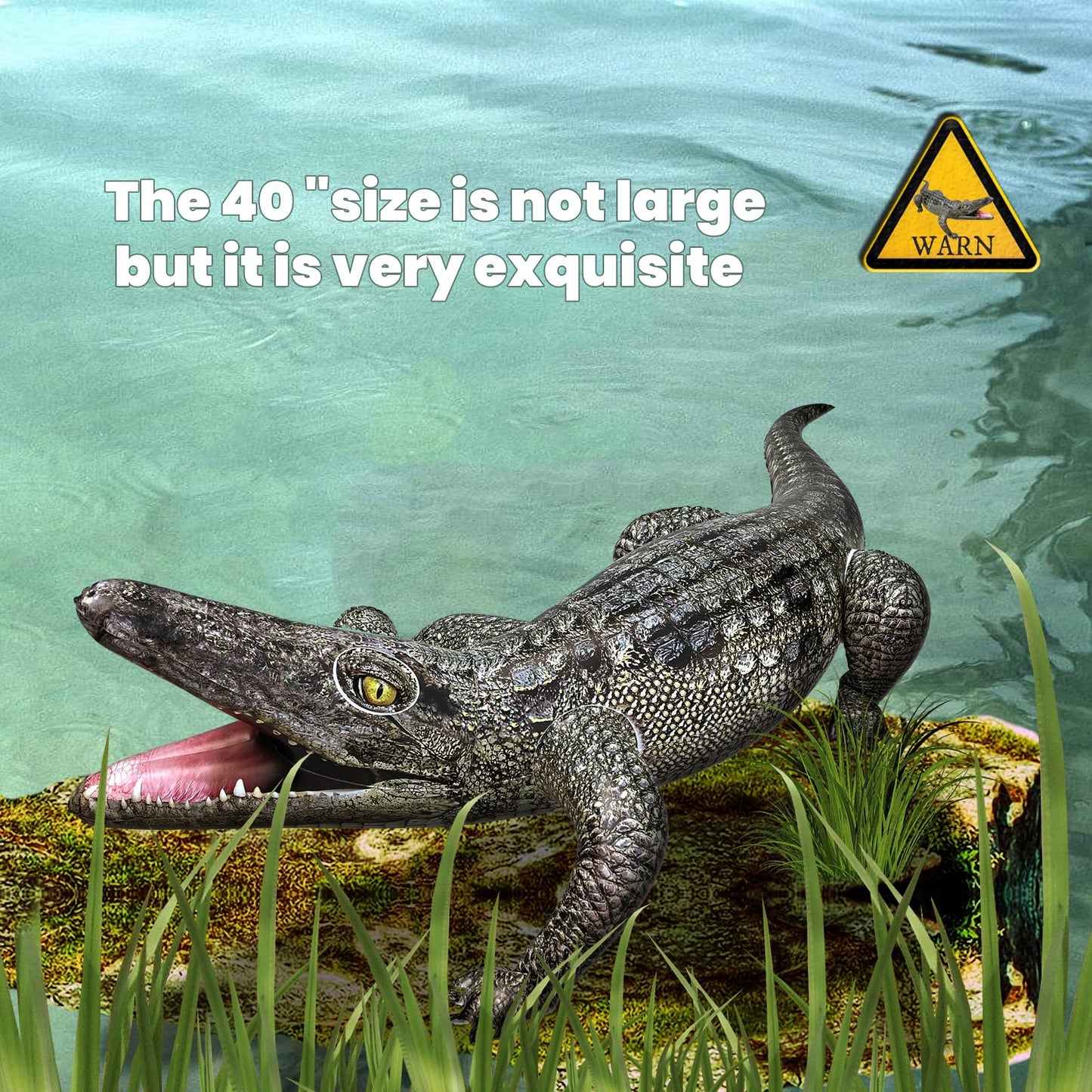 HOHQB 40-Inch Inflatable Alligator – Realistic Pool Decor & Party Toy