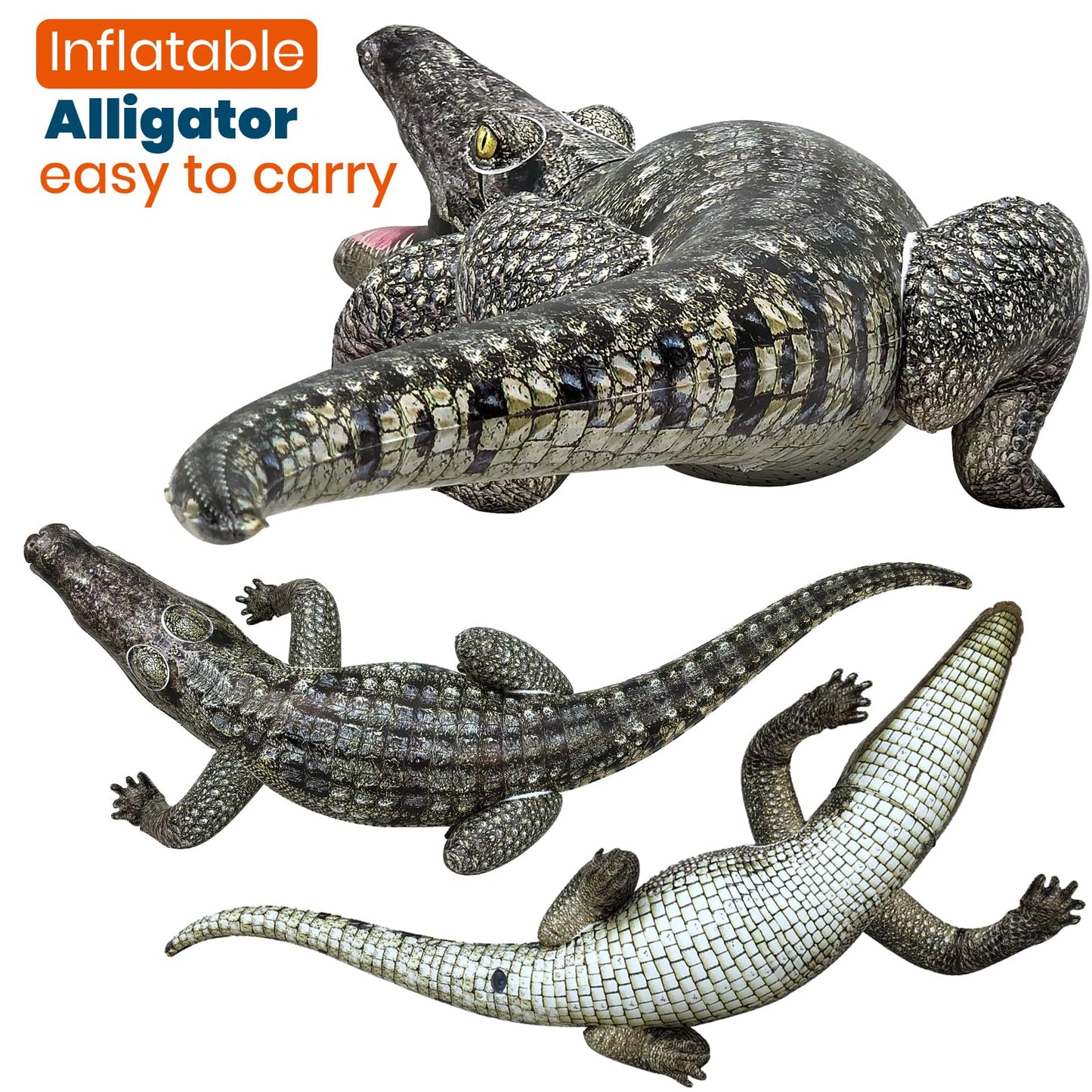 HOHQB 40-Inch Inflatable Alligator – Realistic Pool Decor & Party Toy