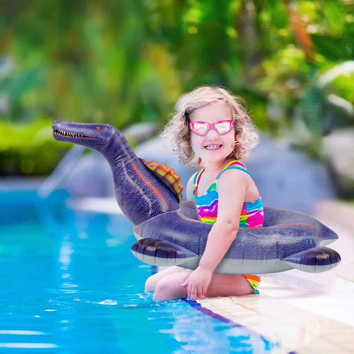 HOHQB Vivid Spinosaurus Pool Float for Kids – Dinosaur Pool Ring (Ages 3–10)