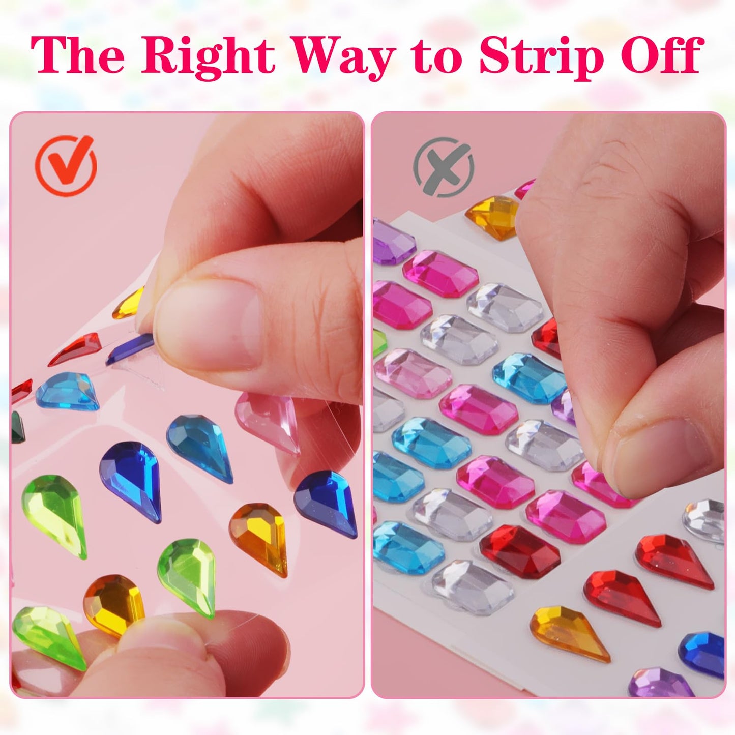 Hoiny 407pcs Gem Stickers – Self-Adhesive Multicolor Rhinestones for Kids Crafts