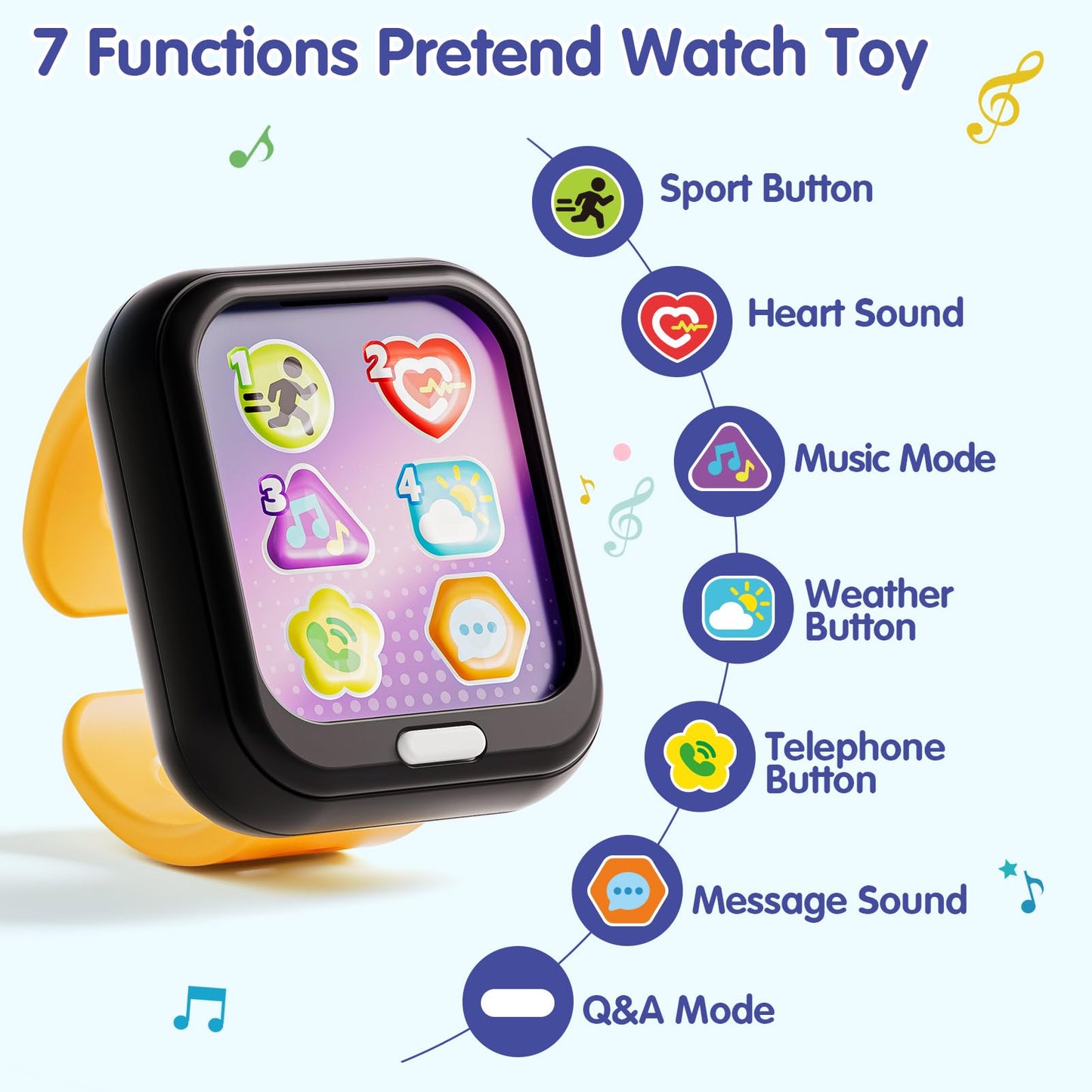 HOLA 7-Function Baby Watch Toy for 6-18 Months – Learning & Travel Toy
