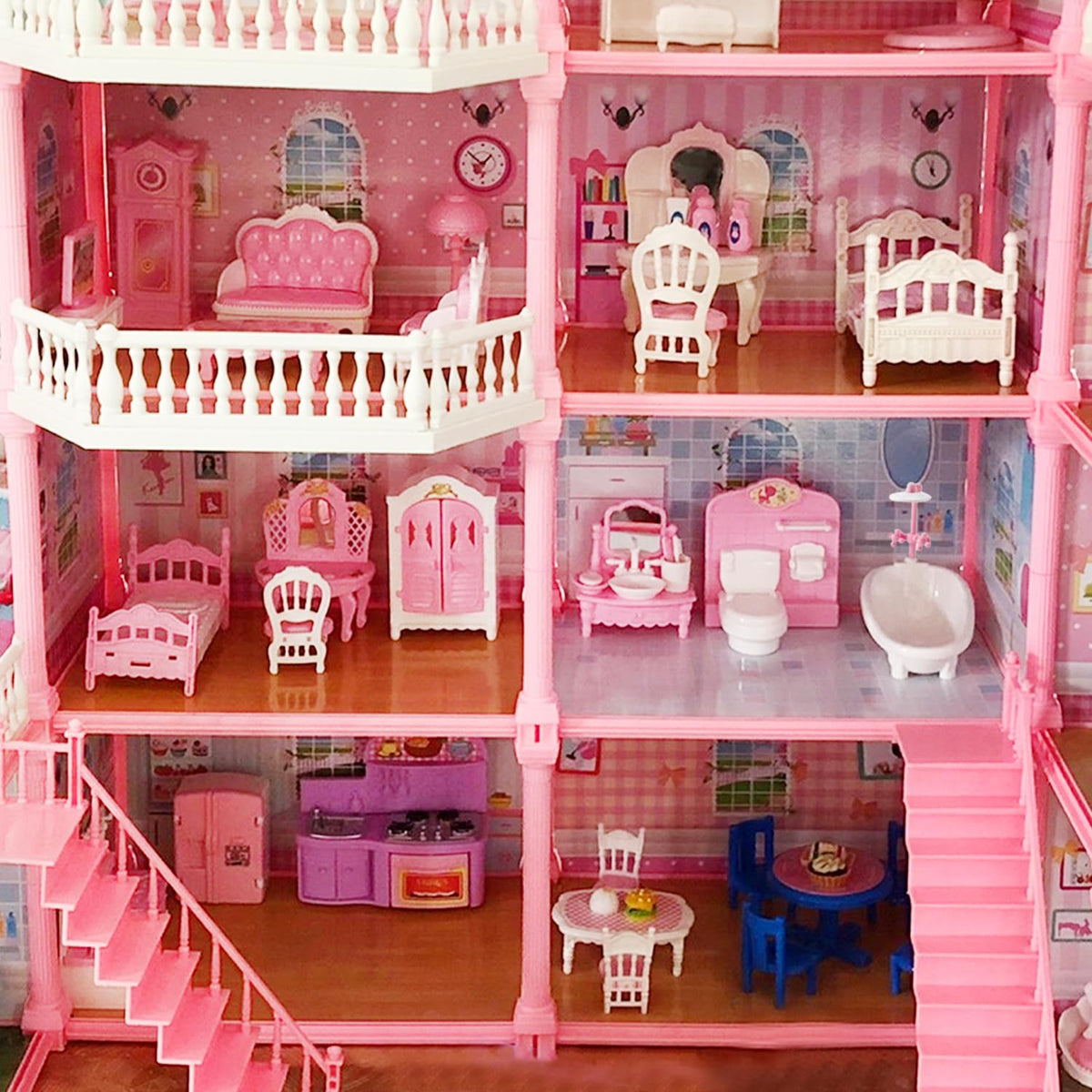 HOLABONITA 75-Piece Dollhouse Furniture Set for Imaginative Play