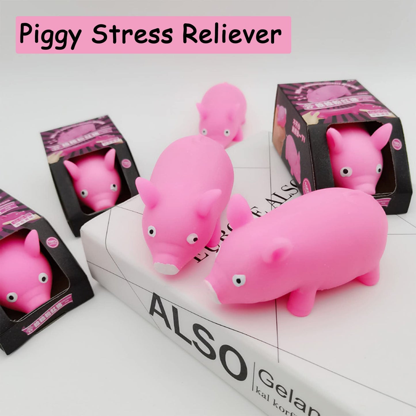 Holgosiu Squishy Sand Toys – Pink Piggy & Little Pug Fidgets (2-Pack) for Stress Relief & Focus