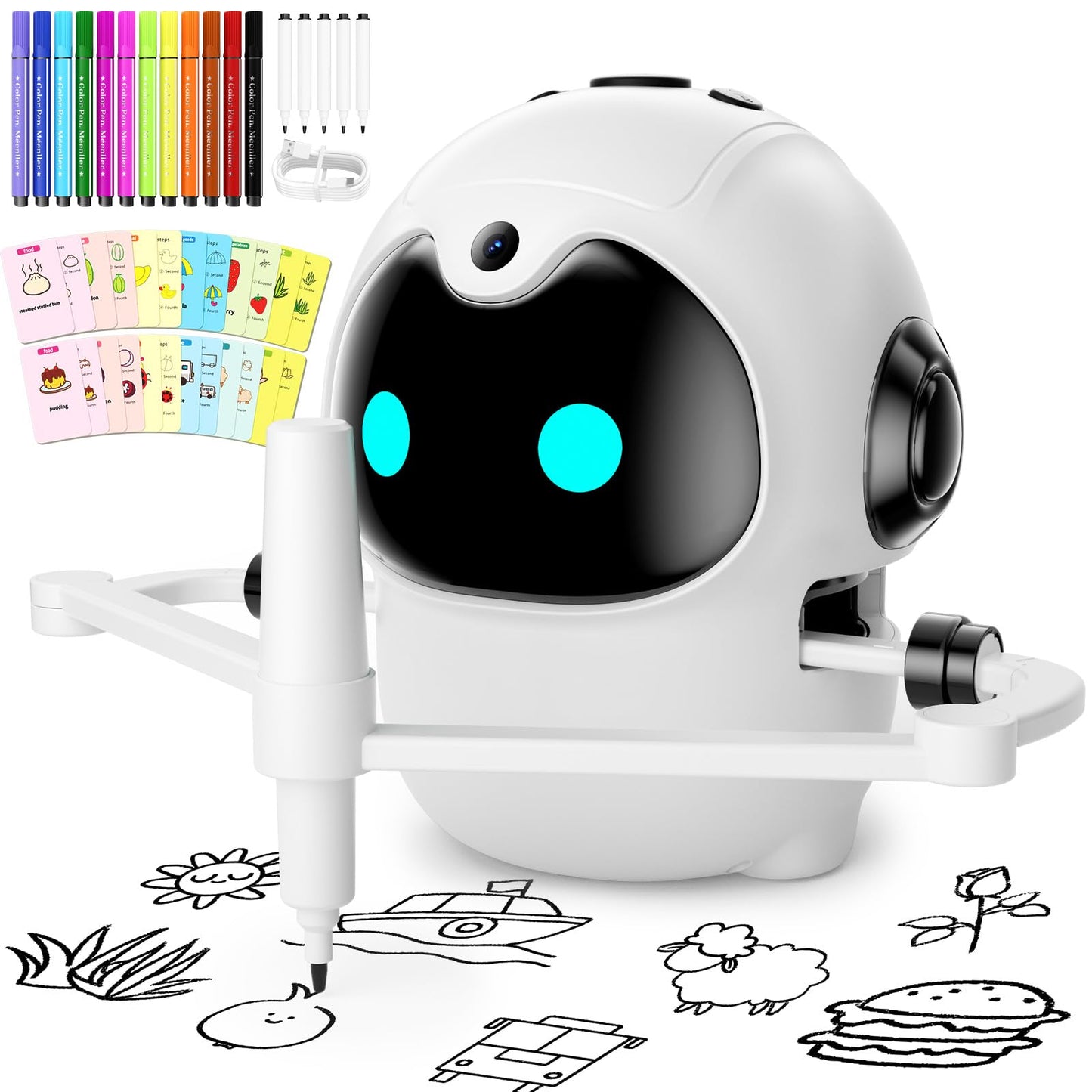 HOLIBIBE Drawing Robot for Kids – Interactive Educational Toy with Cards, 12 Markers & Voice Guidance