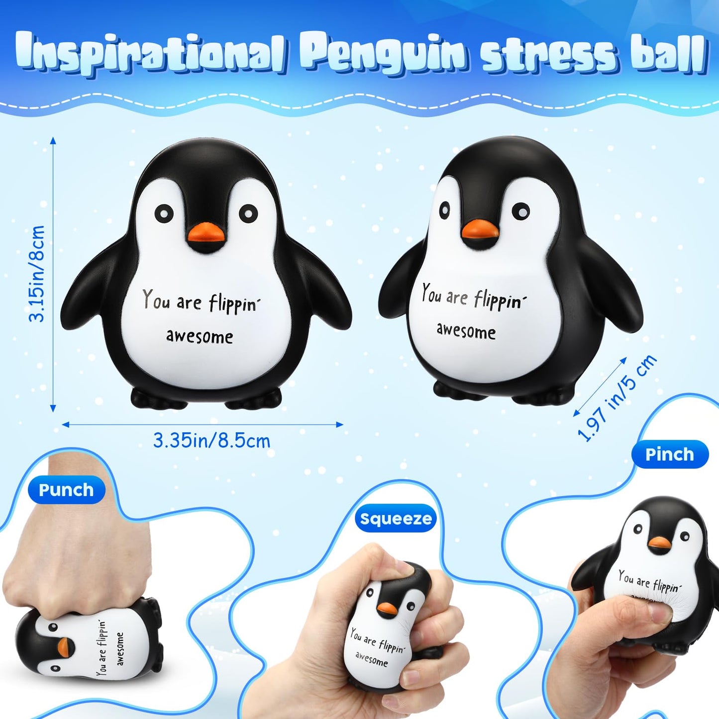 Hollowfly 10 Pcs Penguin Stress Balls – Positive Fidget Toys for Work, School & Gifts