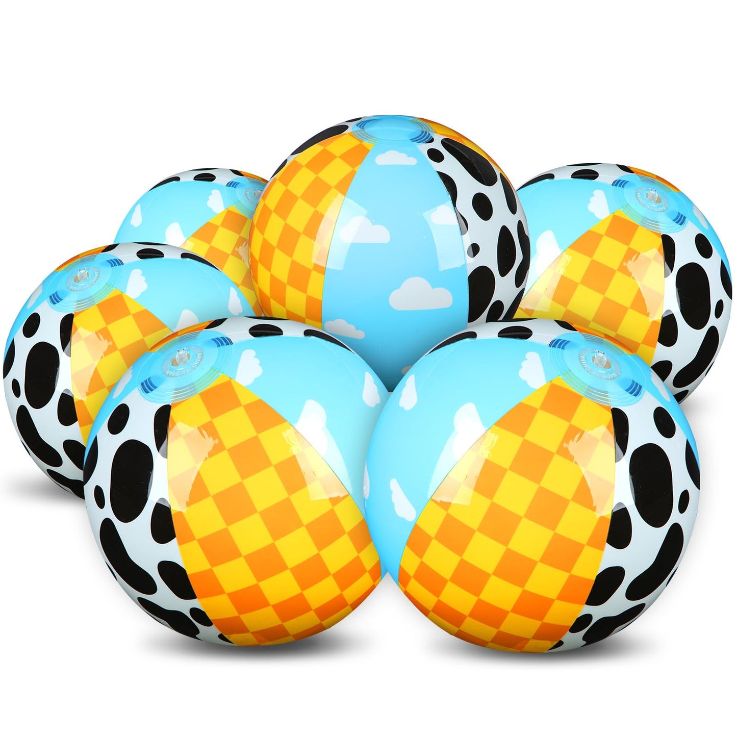 Hollowfly 12 Pack Themed Beach Balls – 7.87-Inch Toy Inspire Game Balls for Summer Pool & Beach