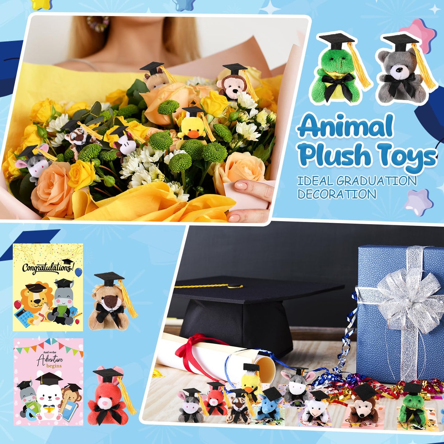 Hollowfly 30-Set Graduation Plush Gifts with Cards for Class of 2025