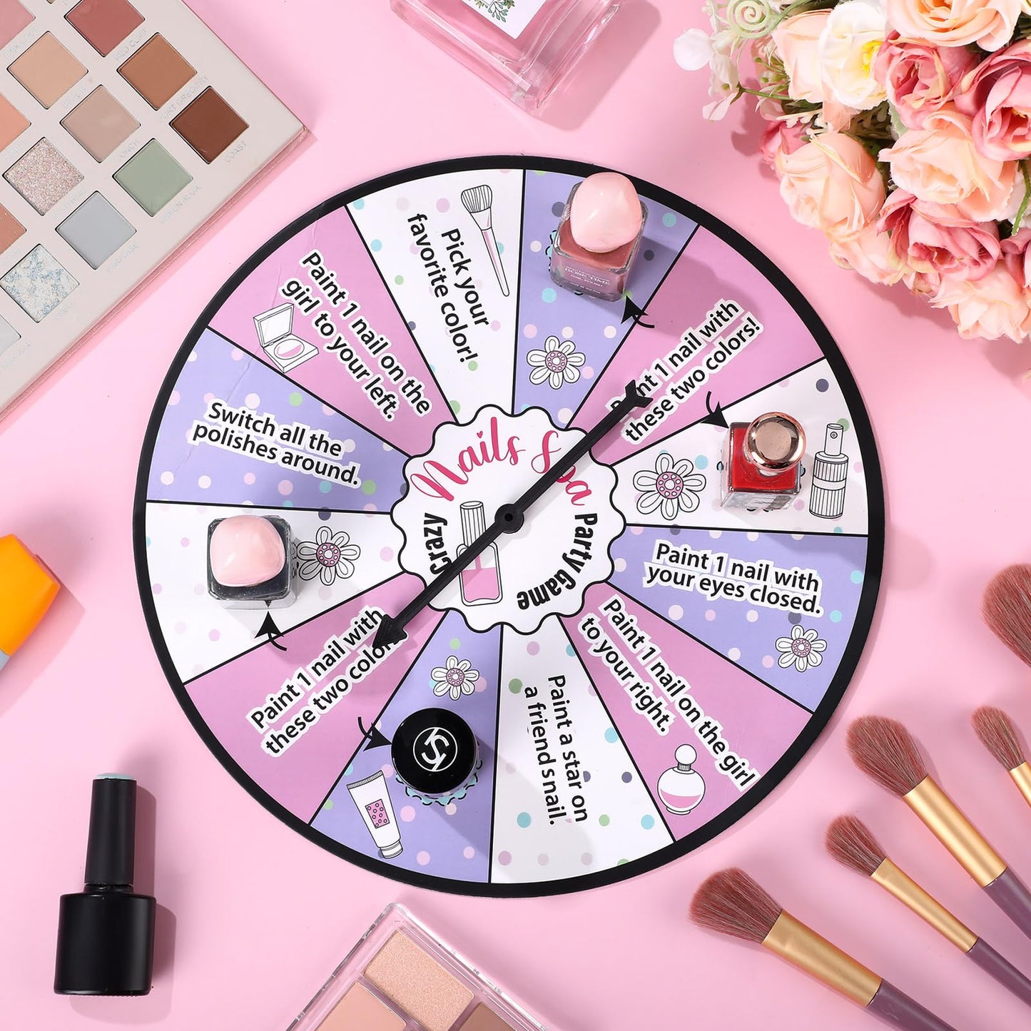 Hollowfly Nail Spa Party Game with Spinner — Nail Art Challenge for Sleepovers & Spa Parties