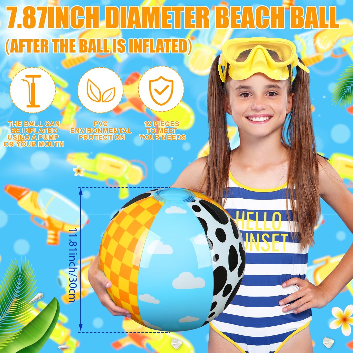 Hollowfly 4 Pack Cartoon Story Beach Balls – 12-Inch Inflatable Pool & Beach Ball Bulk