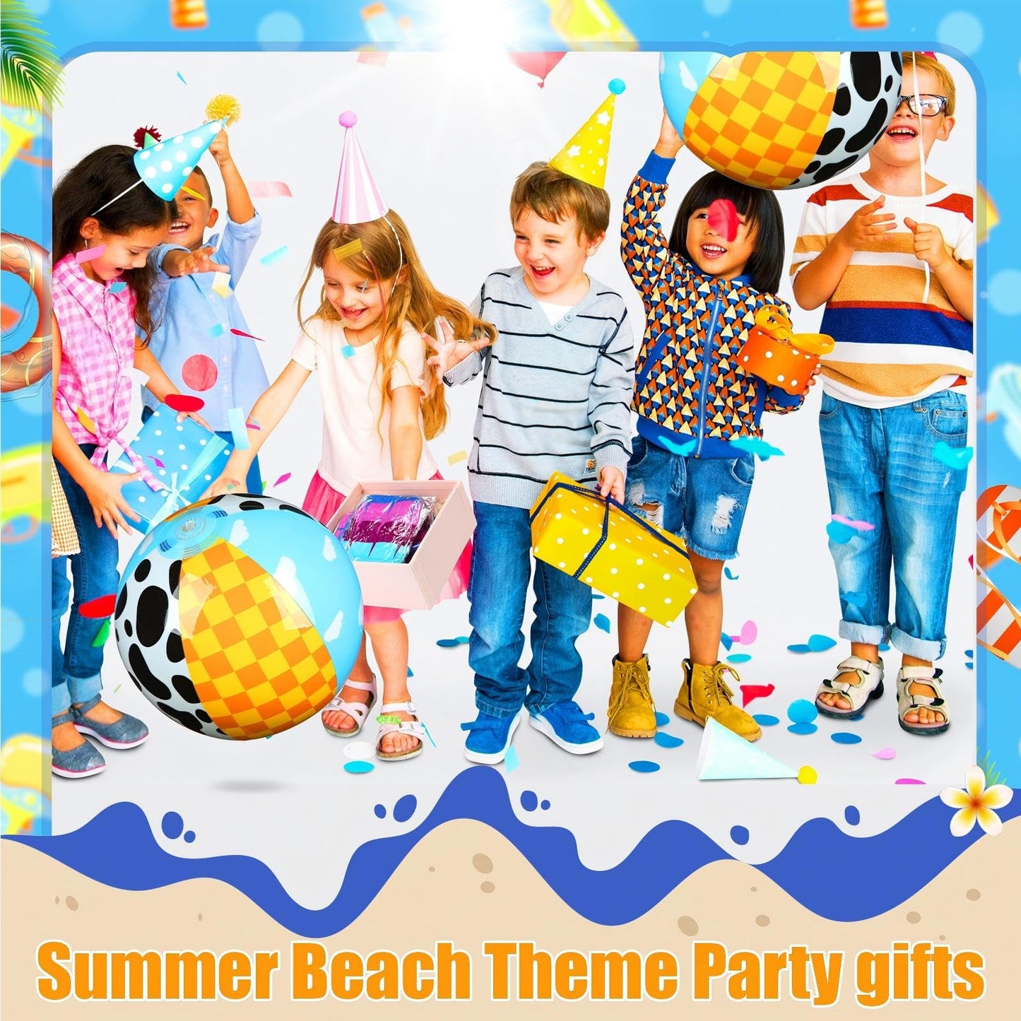 Hollowfly 4 Pack Cartoon Story Beach Balls – 12-Inch Inflatable Pool & Beach Ball Bulk