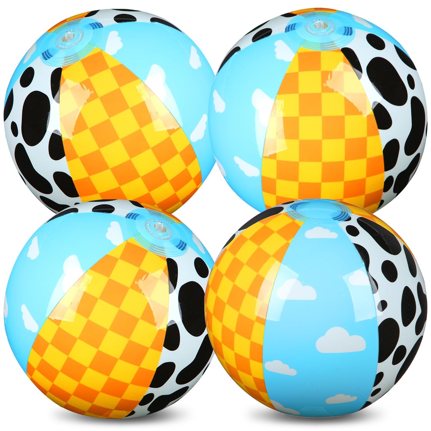 Hollowfly 4 Pack Cartoon Story Beach Balls – 12-Inch Inflatable Pool & Beach Ball Bulk