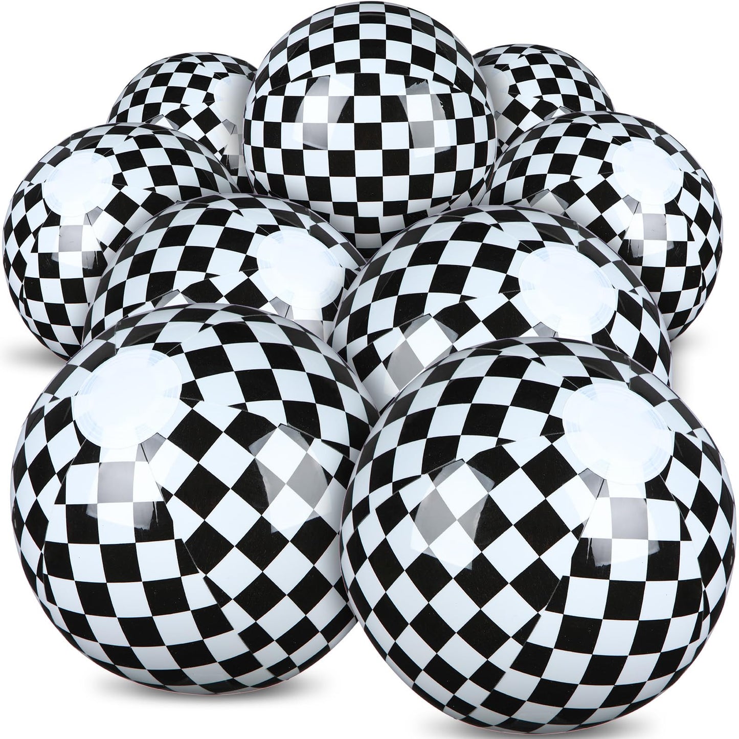 Hollowfly 12-Pack Checkered Flag Beach Balls – 7.87-Inch Diameter for Pool & Beach Fun