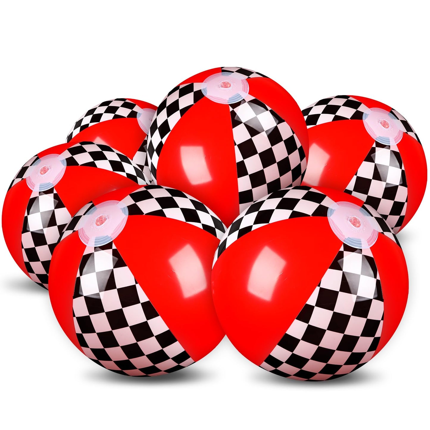 Hollowfly 12-Pack Black & White Checkered Flag Beach Balls – 7.87in for Summer Pool & Beach Games