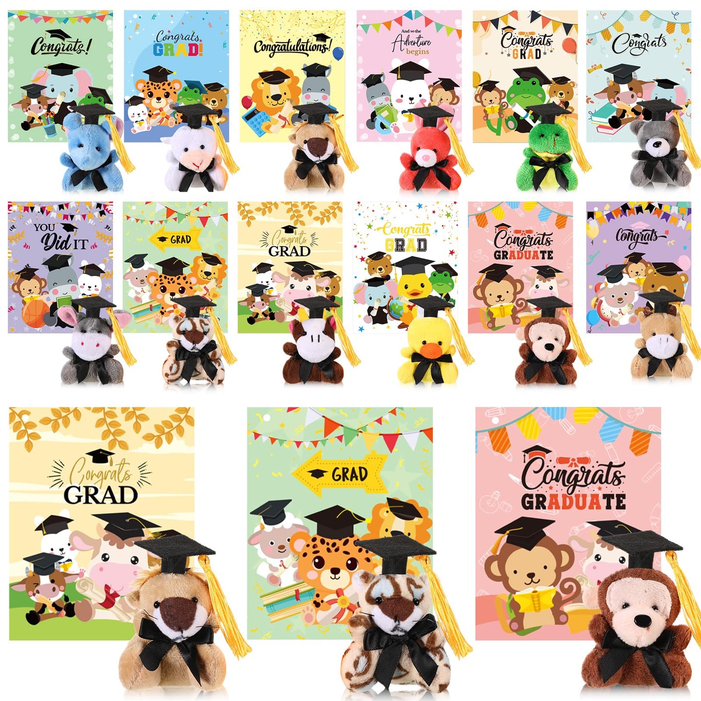 Hollowfly 30-Set Graduation Plush Gifts with Cards for Class of 2025