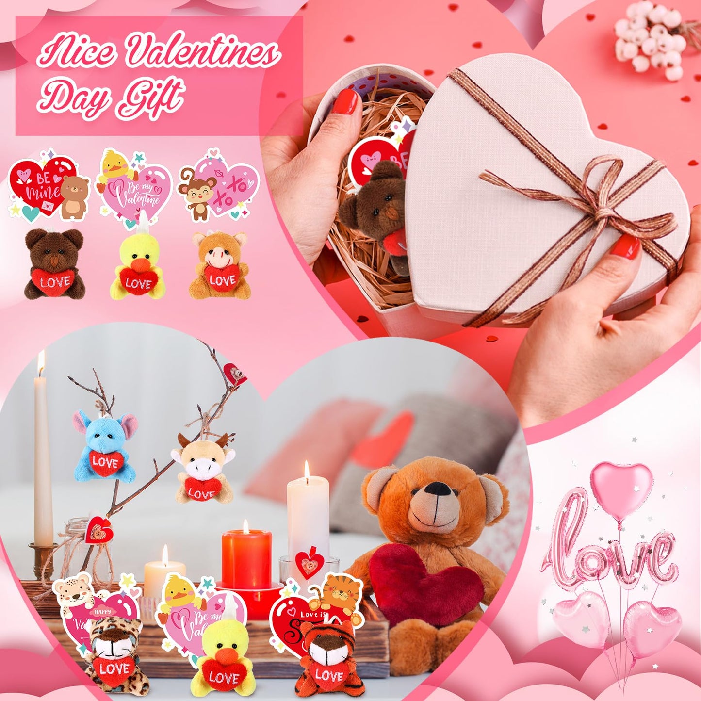 Hollowfly 30-Set Valentine Plush Bulk | Classroom Gifts & Cards for Students