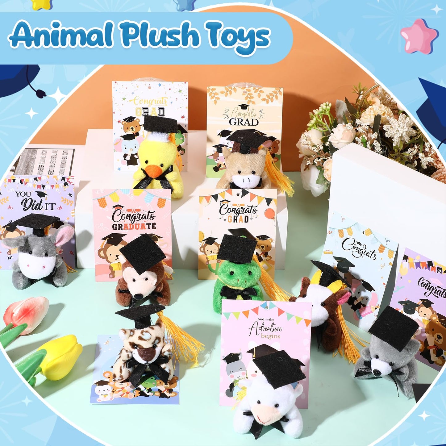 Hollowfly 30-Set Graduation Plush Gifts with Cards for Class of 2025