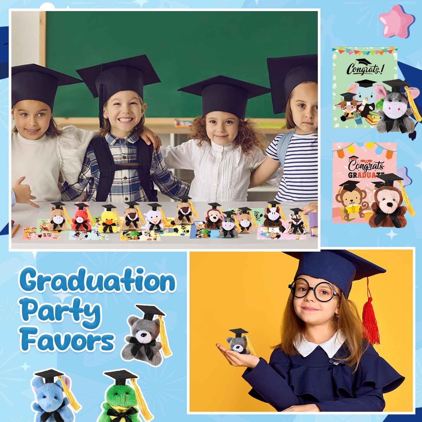 Hollowfly 30-Set Graduation Plush Gifts with Cards for Class of 2025